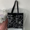 Canvas Bags Handbag for Women Shopper Cute Cat Tote Bag with Zipper Designer Bag Japanese Style Cartoon Small Shoulder Bags House Foocus. 