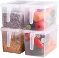 1 pc Large Fridge Organizer Food Storage Containers Stackable Refrigerator Organizer Bins with Lids Clear Plastic Organizer Square Produce Saver for Fruits,Vegetable,Meat. 