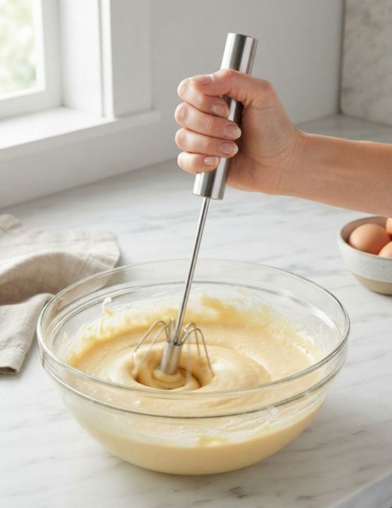 Stainless Steel Push Whisk | Semi-Automatic Egg Beater & Kitchen Hand Mixer Tool