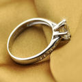 JZ016 Xianger Silver New Six-Claw Ornament Simple 70 Women's Diamond Ring Imitation Diamond Japanese and Korean Style Wedding Gift. 