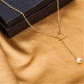 Golden Alloy Hollow Triangle Chains Pendant Necklace For Womens& Girls. 