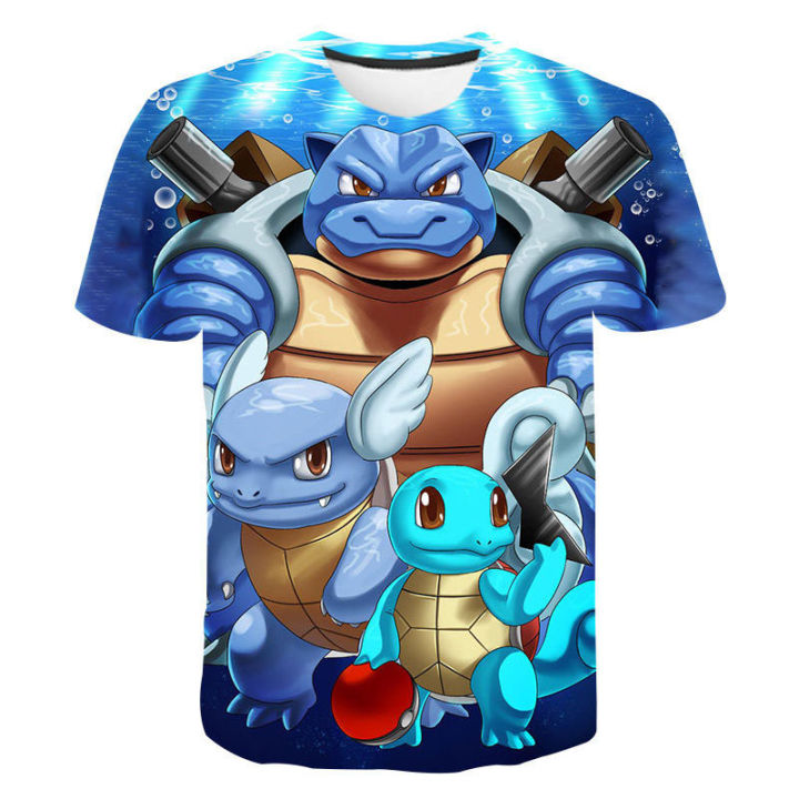 Pokemon Pikachu 3D Pokémon Charmander Eevee Mewtwo Blastoise T Shirt Boy Girl Cartoon Clothing Summer Child Baby Short Sleeve