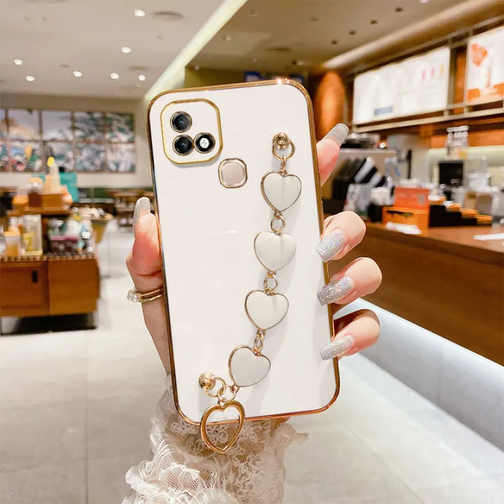COROGI%20for%20Infinix%20Smart%205%20Pro%20/%20Infinix%20Hot%2010i%20Back%20Cover%20with%20Love%20Heart%20Bracelet%20Luxury%206D%20Plating%20Frame%20Shiny%20Chain%20Cases%20Soft%20Silicone%20Square%20Protective%20Mobile%20Phone%20Case%20for%20Girls%20Boy%20-%20Image%204