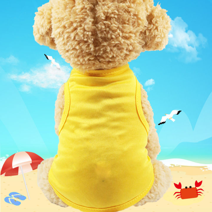 Ready Stock+Super Cheap Dog Clothes Summer 6 Colors Solid color Pet Dog Cat Shirt T-shirt Breathable Pet Vest（XS 1KG-1.5KG）