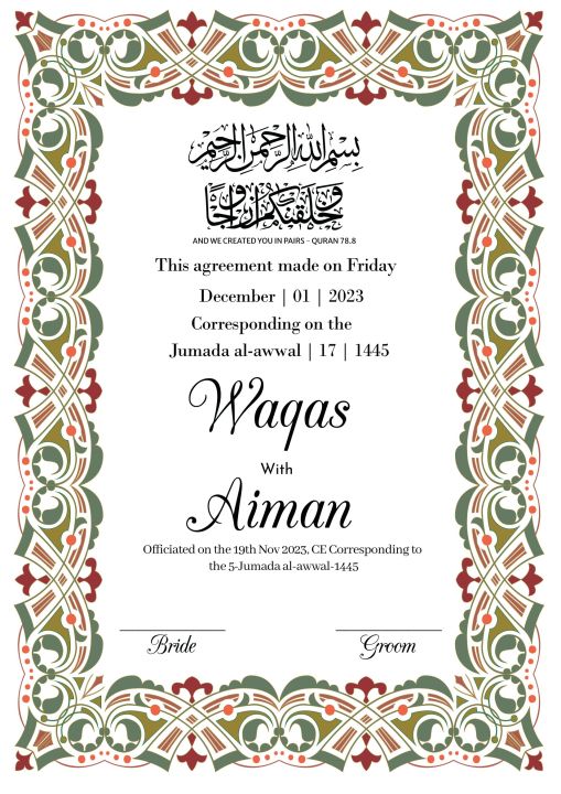 Customized%20Nikkah%20Frame%20Marriage%20agreement%20bride%20and%20groom%20Portrait%20certificate%20wedding%20certificate%20signature%20frame%20-%20Image%205