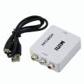 Hdmi To AV Adapter MINI BOX 1080P,HDMI to RCA,HDMI to AV Converter,1080P HDMI to Composite Analog Audio Video Adapter Box  ,with USB Charge Cable Supports PAL/NTSC. 
