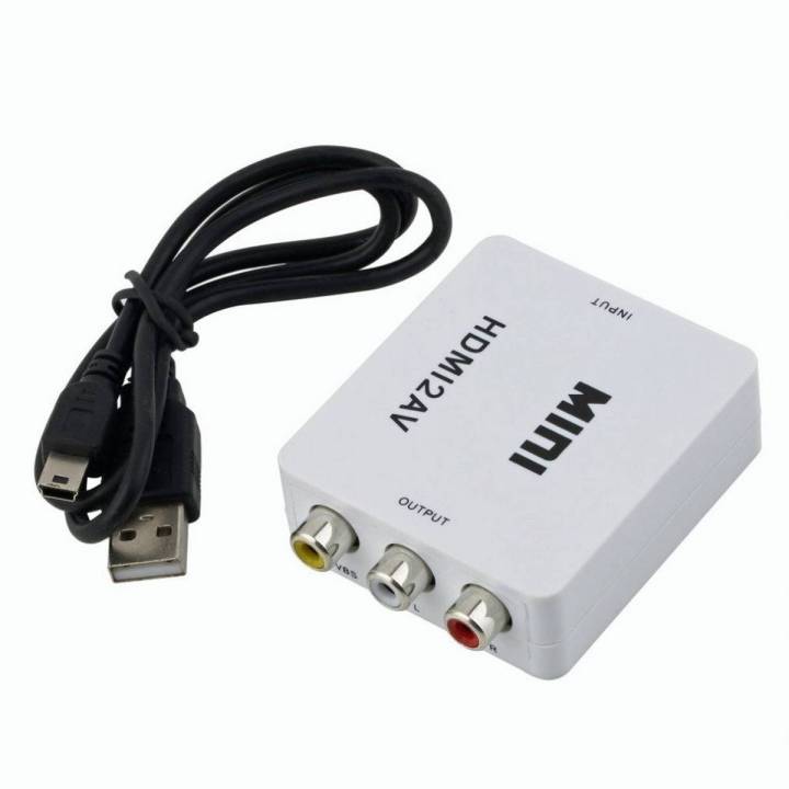 Hdmi To AV Adapter MINI BOX 1080P,HDMI to RCA,HDMI to AV Converter,1080P HDMI to Composite Analog Audio Video Adapter Box  ,with USB Charge Cable Supports PAL/NTSC