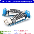 DC-DC Step Down Buck Converter Module with Adjustable Voltage, LED Voltmeter Display, USB Charger Port for Arduino, Robotics, DIY Electronics & Power Supply Projects by Electrica. 
