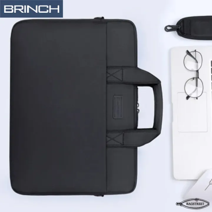 BRINCH%2015.6"%20Laptop%20Sleeve%20Business%20Briefcase%20Compatible%20With%20Laptop/Macbook,%20Notebook%20Computer%20Waterproof%20Polyester%20Briefcase%20Shockproof%20Sleeve%20With%20Back%20Zipper%20Pocket%20&%20Trolley%20Belt%20-%20Image%205