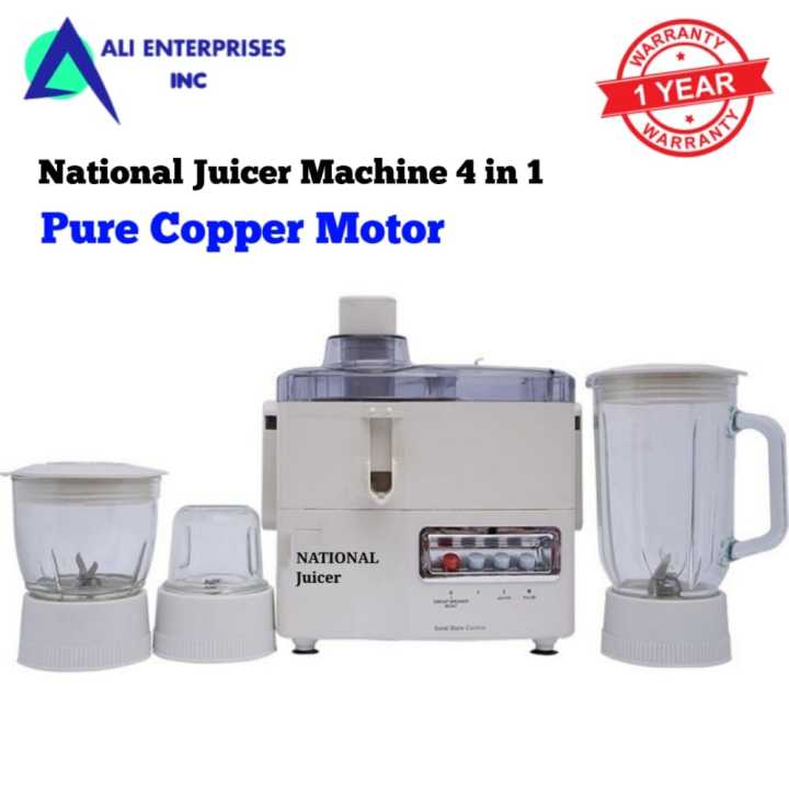 Imported National Juicer Machine 4 in 1 - Juicer-Blender-Chopper-Grinder - Pure Copper Winding Heavy Duty Motor 900W - 1 Year Warranty