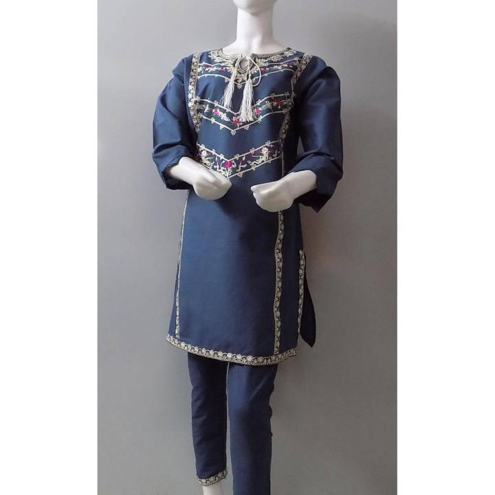 SubRung Decent Embroidered 2 Pieces Lawn Dress In Grey Color 4 Young Girls Age Between 7 to 14 Years Daraz.pk