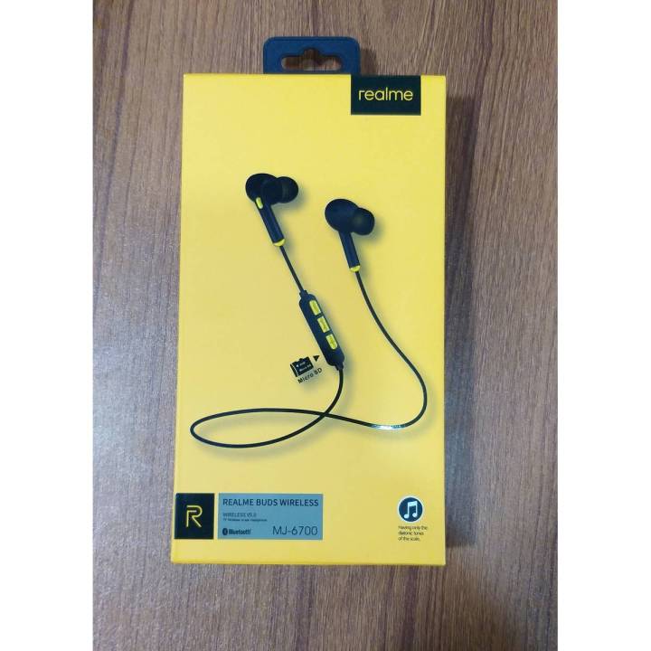 Real_me Buds 2 (MJ-6700) Bluetooth Earphone TF Card Supported with Volume Key Wireless Stereo Earphone - Black