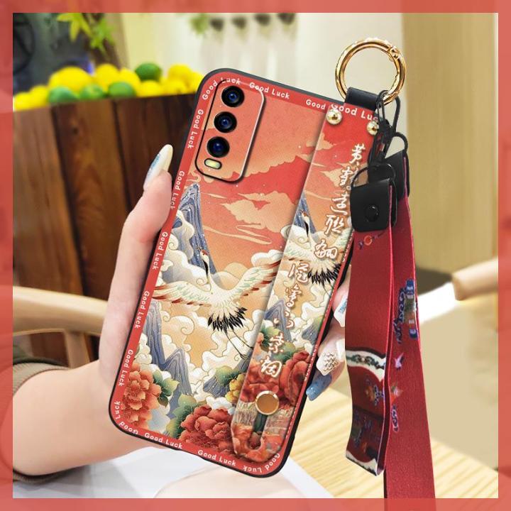 old lady Waterproof Phone Case For VIVO Y20/Y20i/Y20s/Y30 Standard Edition Kickstand Silicone Wrist Strap Anti-knock