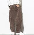 Yfashion Men Corduroy Pants Casual Solid Color Mid-waist Straight Harem Trousers Large Size Loose Wide Leg Pants color. 