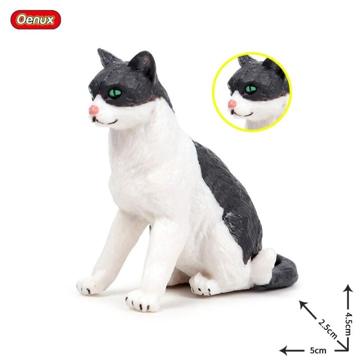 【Funny Bunny Toy Store】Oenux Simulation Mini Pet Cat Animal Model Persian Black Cats Action Figures Home Garden Toy Kids Gift