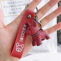 Fashion French Punk Bulldog Keychain Leather Dog Keychains For Women/Men's Bag. 