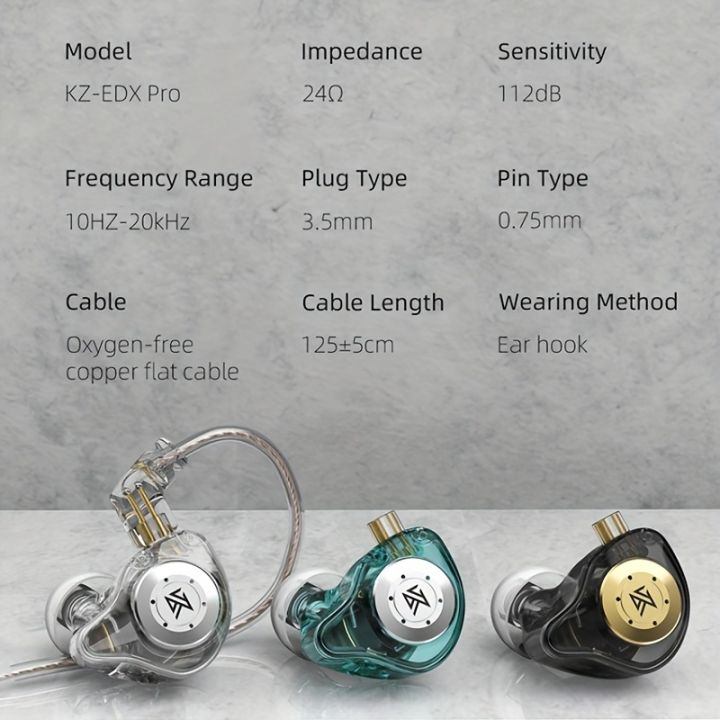 KZ EDX Pro In Ear Monitor Headphones Wired IEM Earphones Dual DD HiFi ...