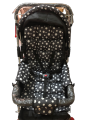 IMPORTED PRAM CHROME AND SEAT ADJUSTABLE Fancy High Quality 2 in 1 Pram Stroller Buggy Travel Carriage Pushchair8 Big Tyres Alloy Foldable Baby Stroller For Newborn Double Handle / Rubber Tyres. 
