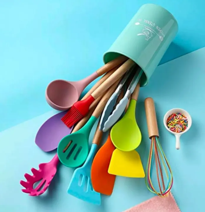 Wooden%20Handle%20Non-stick%20silicon%20spoon%20Set/%2012%20pieces%20-%20Image%202