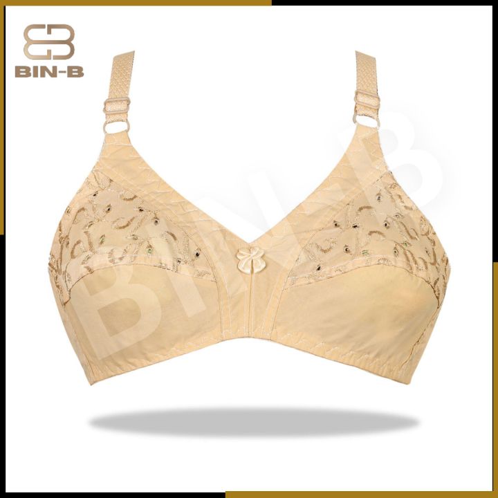 BIN-B Chikan Embroidery Cotton Bra | Brazzer For Girl | Non-Padded Cotton Bra For Girls Womens | Trendy Comfortable Smooth and Durable Bra For All Seasons