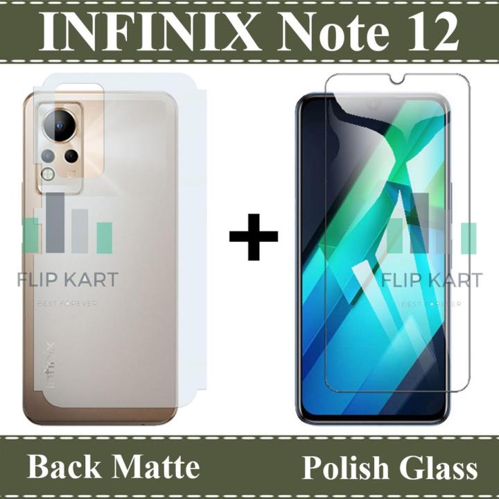 Infinix Note 12 Screen Protector Polish Tempered Glass + Soft Skin Fiber Sheet Back Matte Protector For Infinix Note 12