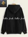 Butterfly Printed Fleece Full Sleeves Pull Over Hoodie For Women. 