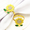 6PCS Napkin Rings Sunflower Holder Diamond for Christmas, Birthday. 