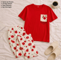 Red Pocket Printed T-Shirt & Floral Printed Trousers - Premium 2-Piece Night Dress for Women & Kids – Soft Cotton Jersey Night Suit Set – Loungewear – Casual Summer PJs Sleeping Suit Available Sizes Adult S to XL, Kids 7-14 Years Siddiqui's Store 01. 