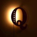 Personalized LED Wall Lamp 26 A-Z Letters Alphabet with Custom Name Wood Nightlights for Children Kids Baby Bedroom Home Decor Wooden Customized Decorative Lamp LED Night Light Lamp-Birthday & Anniversary Gift LAMP. 