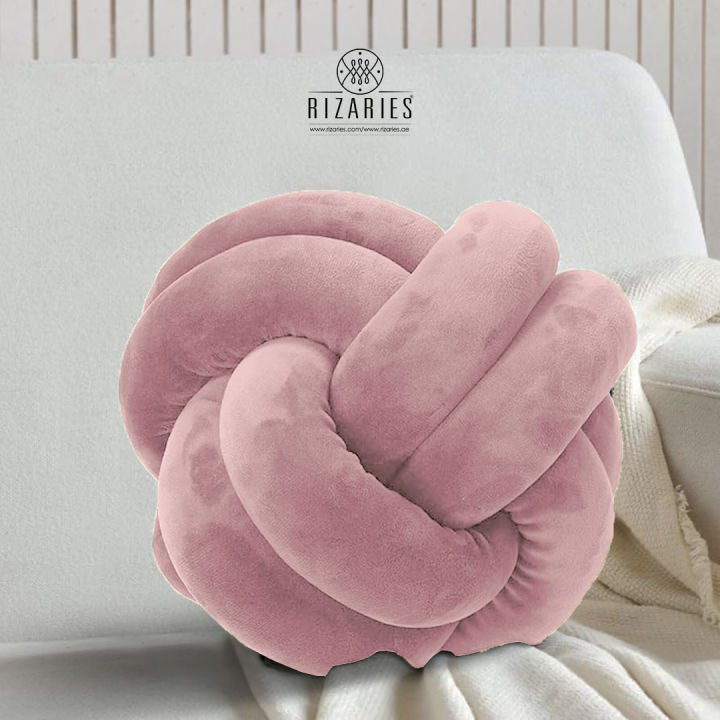 Rizaries%20Knot%20Pillow%20Ball%20Cushion%2023cm%20Soft%20Velvet%20Round%20Throw%20Pillow%20for%20Sofa,%20Bed%20&%20Living%20Room%20Decor%20-%20Image%202
