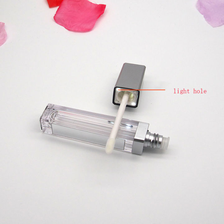 Square Lip Gloss Tubes Empty Lip Gloss Bottle with LED Light Mirror Cosmetic Lip Balm Containers Makeup Tools 7ml