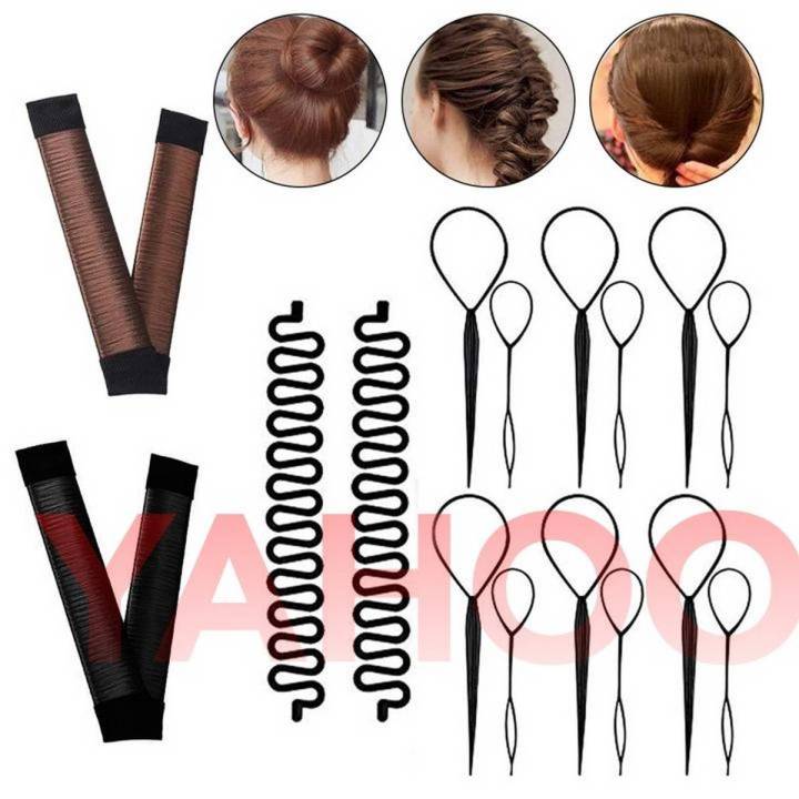 6 Pair Topsy Tail Hair Ponytail Maker Styling Tool, 2 Pcs Magic Hair Clip Twist Hair Braiding Set, 2 Pcs Hair Bun Maker Shaper Set