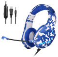 J10 RGB Gaming Headset - Flexible LED Stereo Surround Headphones with 3.5mm Jack, Blue. 