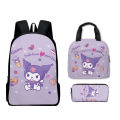 3D new Sanrio kulomi kuromi backpack primary school school bag kids lunch bag pencil case set. 