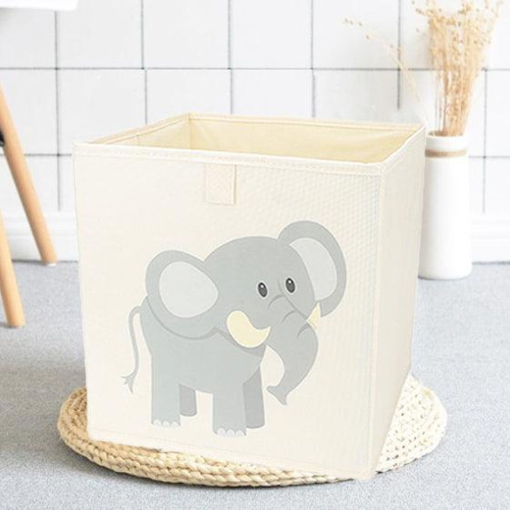 Foldable Elephant Printed Storage Cubes Organizer Basket Bin Storage Boxes Storage Container with Handles for Travel Moving
