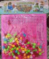 Pin Board -Peg Board Toy for Kids-Nail Puzzle-Mosaic Puzzle Board - Creative Game Activity - Dimension(16.5× 16.5)cm - Multicolor. 
