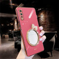 For Vivo S1 Back Cover + Bowknot Makeup Mirror Fashion Shiny Plating Square Bumper Bling Girls Phone Case Soft TPU Silicone Shockproof Back Cover. 