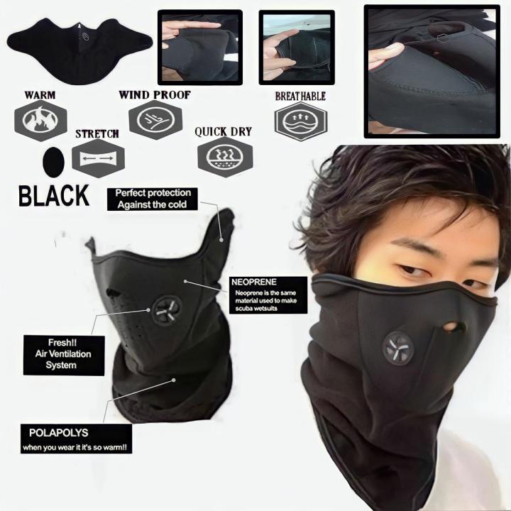 Neoprene Fleece Half Face Mask For Winter Warm And  Cozy Useful For Travelers