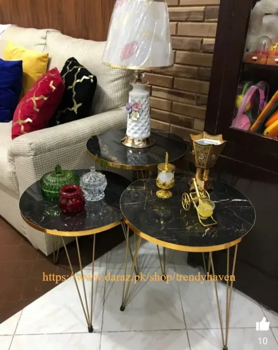 UNIK Mdf Wood Round Nesting Table With Metal Stand Set of Round table  Table Decoration coffee table round coffee table dining table Nesting table 