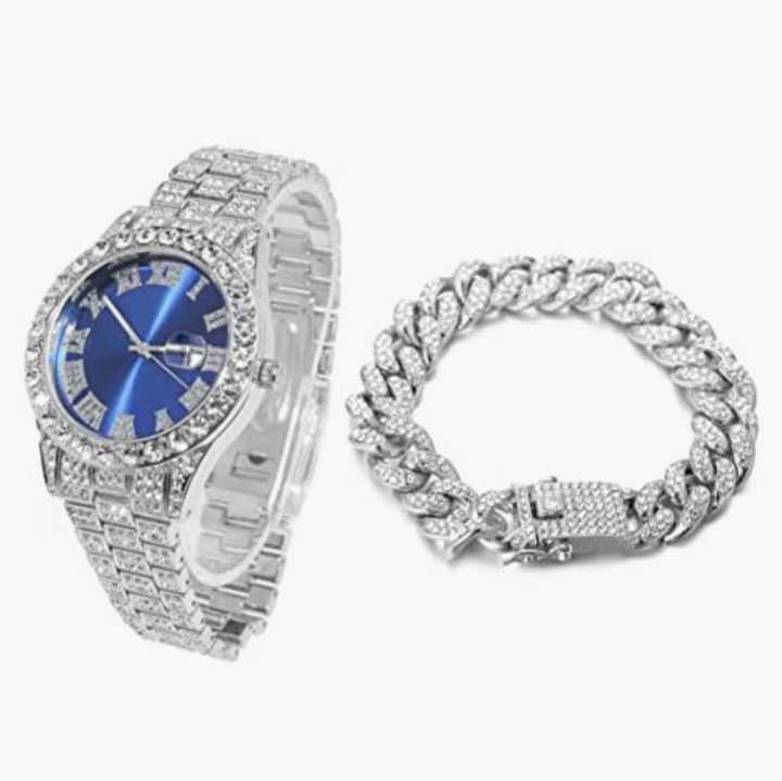 1pc%20Men%20Rhinestone%20Decor%20Square%20Pointer%20Quartz%20Watch%20&%201pc%20Bracelet%20-%20Image%203