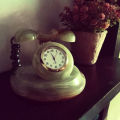 Onyx Stone Marble Vintage Telephone Clock – Handmade Decorative Gift Item. 