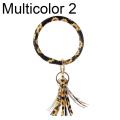 Women Faux Leather O Key Chain Circle Tassel Wristlet Keychain Key Ring Bangle. 