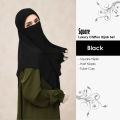 Modern Modest Square Scarf & Half Niqab Set – Soft, Breathable Korean Wool Chiffon, Lightweight, Stretchy. 