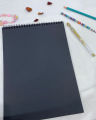 Black Scrap Book Spiral - 17 Sheets Card Paper - A4,A5 And A6 Sizes - By Paper Cuts Paper Products. 