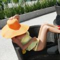 Hawaiian Style Summer Hat Solid Color Straw Sun Cap UPF 50 Straw Hat For Women Roll Up Floppy Hat For Summer Women's Wide Brim Sun Hat. 