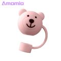 Cute Bear-shaped Straw Lid Adorable Bear-shaped Silicone Straw Lid for Home Party Decoration Reusable Dust-proof Silicone Straw Cover. 
