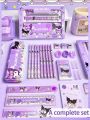 Kuromi Stationery Gift Set – Sanrio School Supplies Stationery Items for Girls | Early Learning School Stationery | Cute Purple Case Pencil Geometry Gift for Girls. 