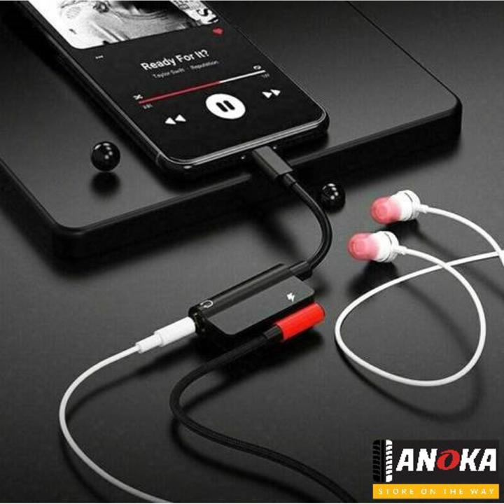 ANOKA Lightning to 3.5mm 2 in 1 Earphone Audio Adapter For iPhone Charger Cable Mobile Phone Aux Dual Jack Splitter Headphone & Fast Charging Connector Converter