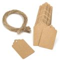 100pcs kraft paper brown Hanging Tags with Strings - Garment Tags for Candy/Gift/Cookies Display Packing Label Card - DIY blank price tag kraft paper. 