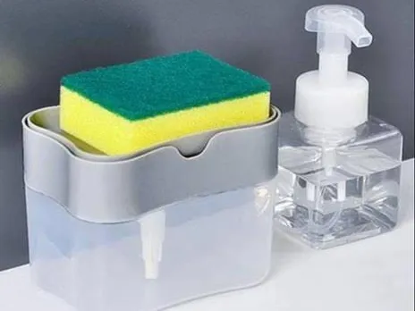 Good%20Quality%20New%20Soap%20Dispenser%20Soap%20Pump%20&%20Sponge%20Caddy%20With%20Sponge%20Dishwashing%20Soap%20Holder%20Sponge%20Rack%2013%20oz.%202-in-1%20Soap%20Dispenser%20Push-Out%20Liquid%20Dispenser%20Kitchen%20Dishwashing%20Brush%20Scouring%20Pad%20Detergent%20Automatic%20Dispenser%20Soap%20Sponge%20Caddy%20-%20Image%205
